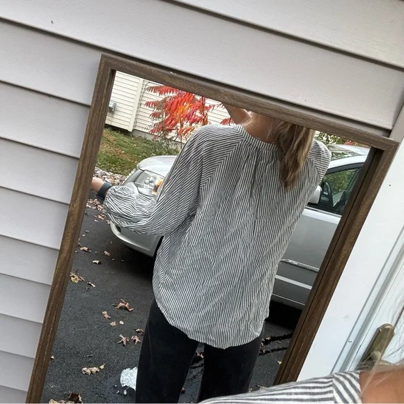 A New Day | Size M | Grey and White Striped Blouse - Picture 4 of 6